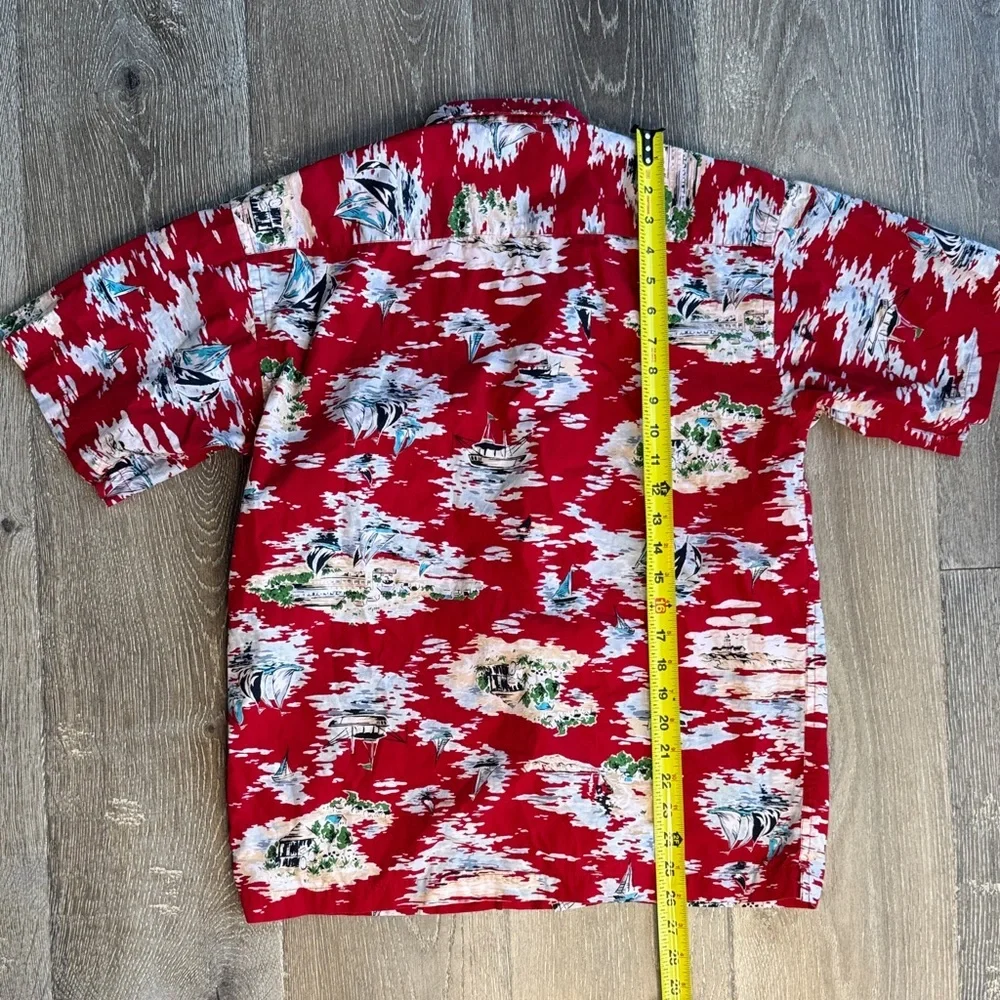 GAP Red and White Kids Hawaiian Button Down Shirt XXL 14-16 0420
